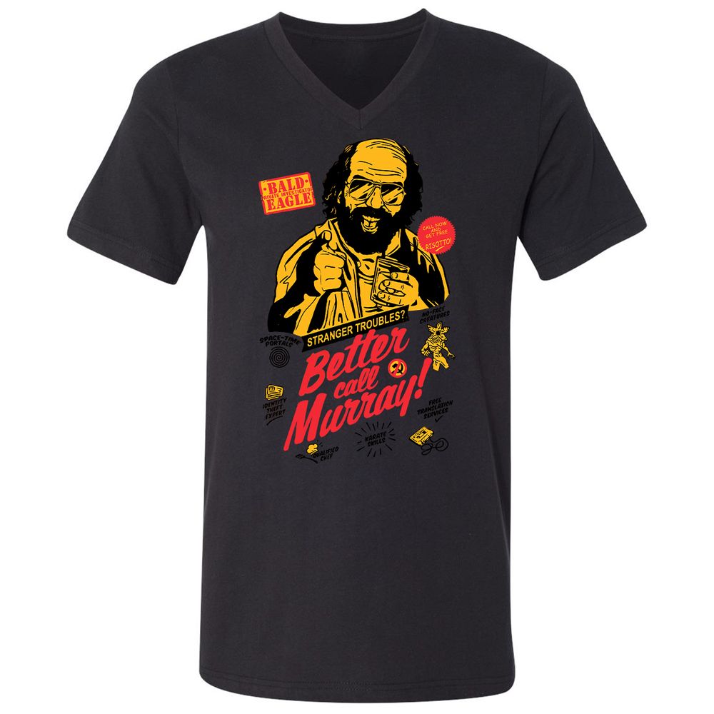 Unisex V-Neck T-Shirt - RRH3Y766 - Black - 16
