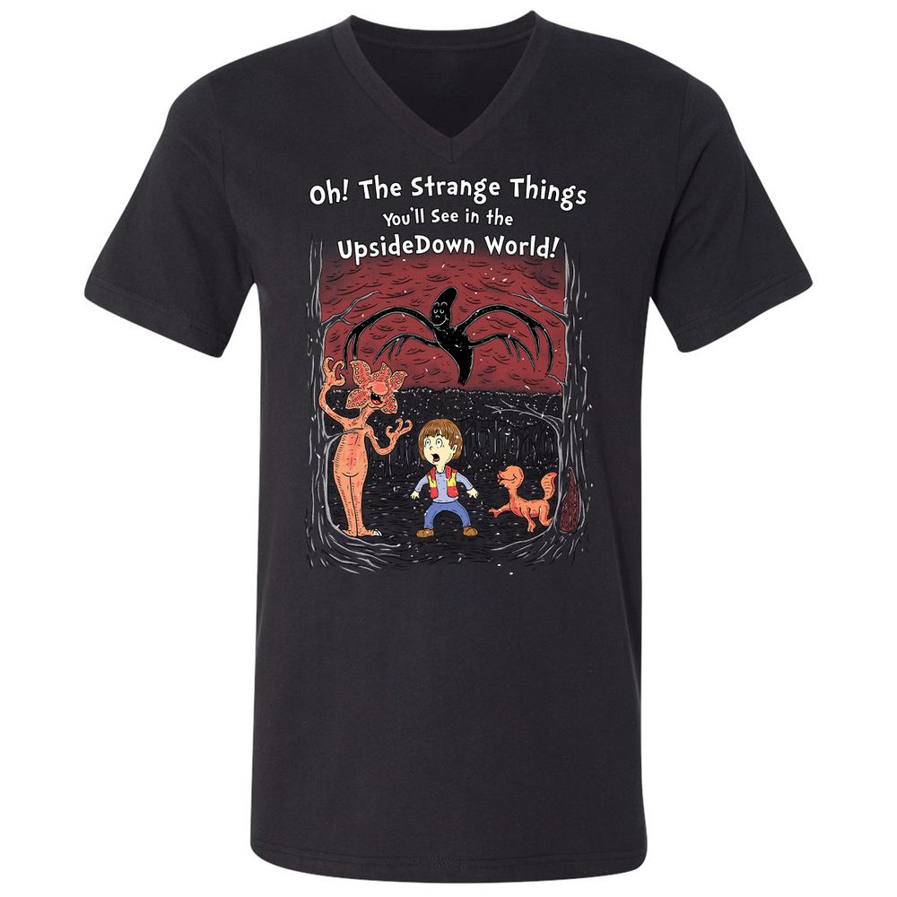 Unisex V-Neck T-Shirt - Q9M4EF8X - Black - 16