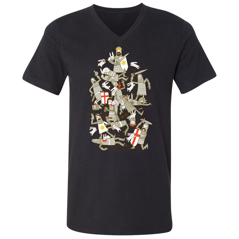 Unisex V-Neck T-Shirt - CYMH6Y37 - Black - 16