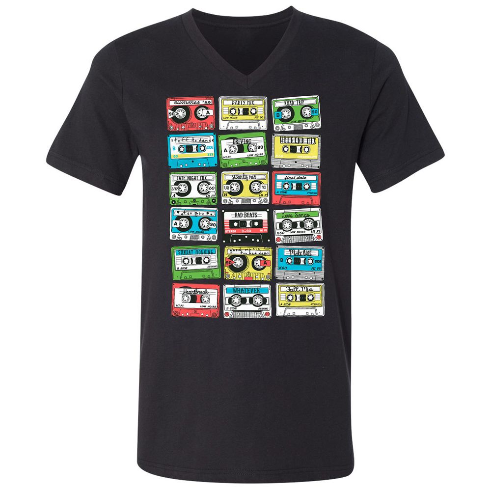 Unisex V-Neck T-Shirt - R7CGAYB4 - Black - 16