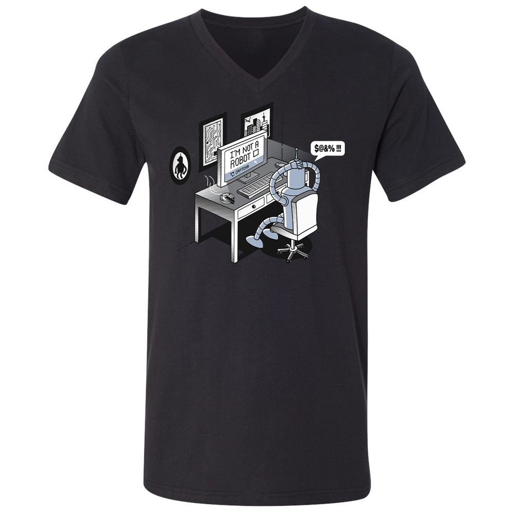 Unisex V-Neck T-Shirt - T6VA6F1U - Black - 16