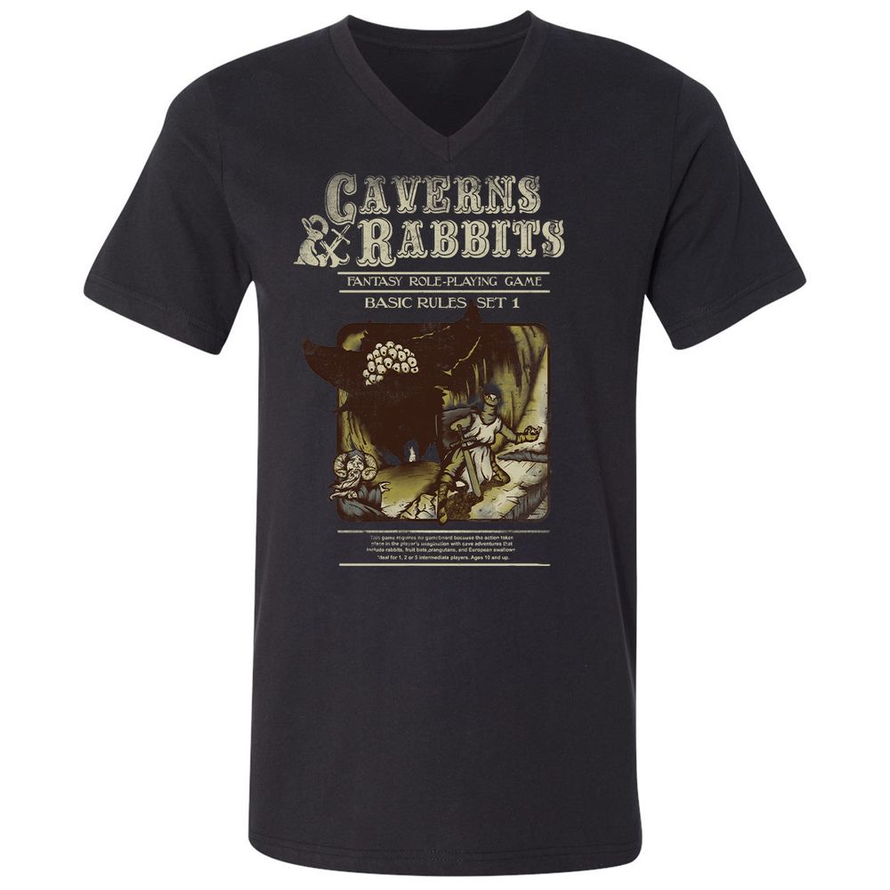 Unisex V-Neck T-Shirt - C7KTRTZF - Black - 16