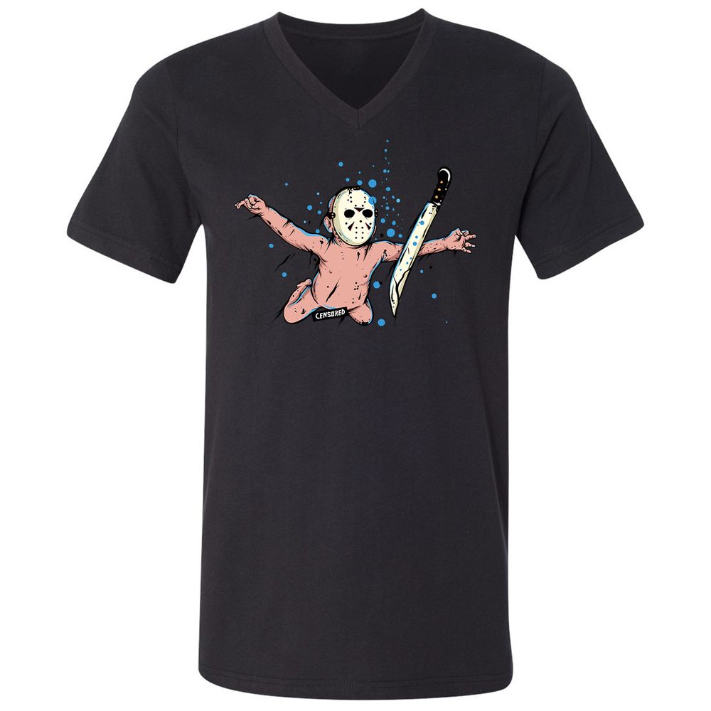 Unisex V-Neck T-Shirt - YQJW9ASS - Black - 16