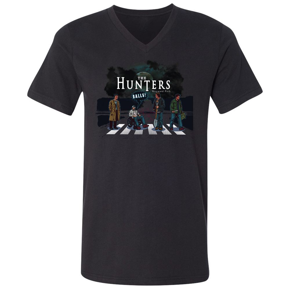 Unisex V-Neck T-Shirt - YZP69E7J - Black - 16
