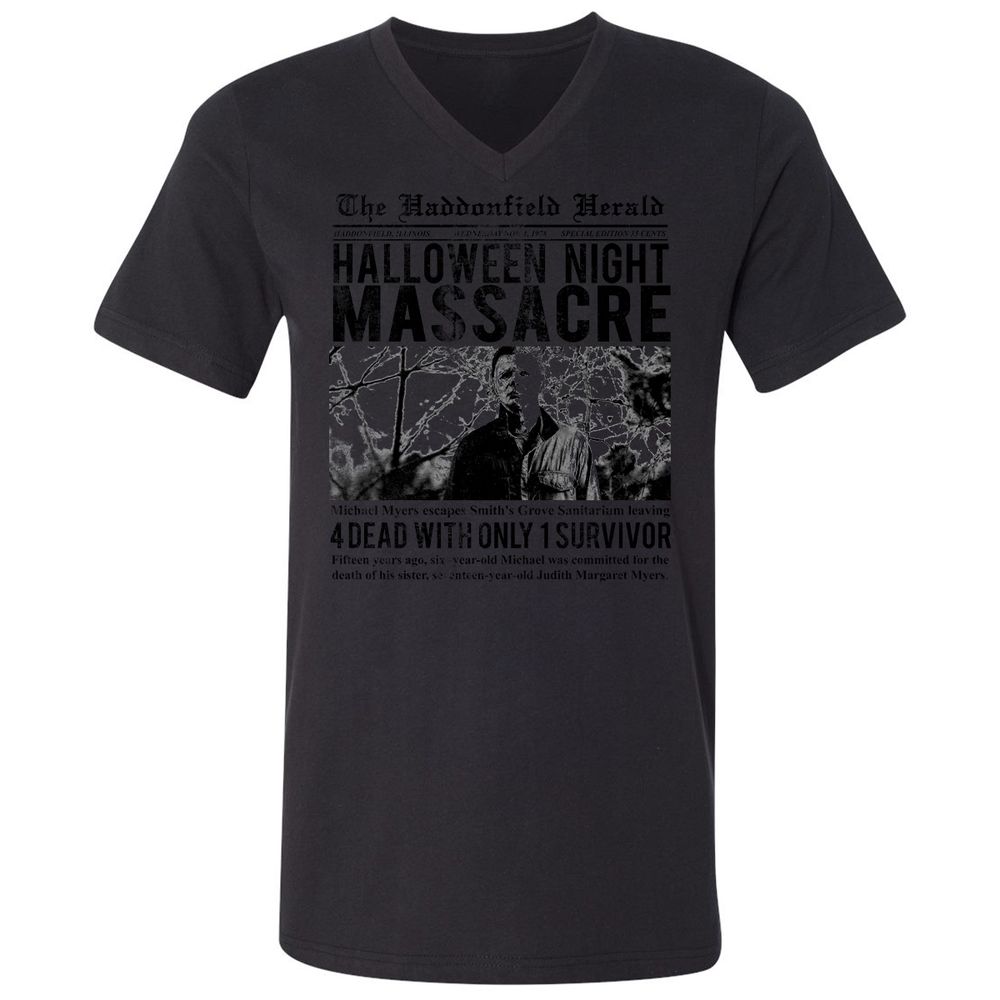 Unisex V-Neck T-Shirt - XU5SQE17 - Black - 16