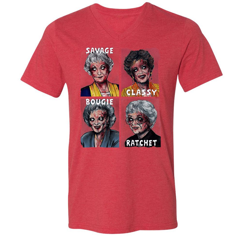 Unisex V-Neck T-Shirt - URHG9LDF - Heather Red - 16
