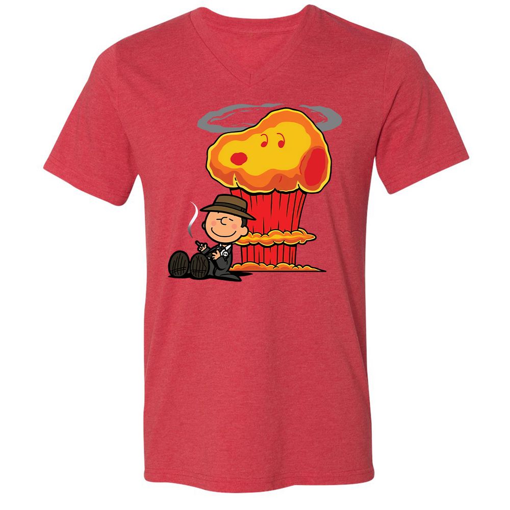 Unisex V-Neck T-Shirt - BQUSWZV5 - Heather Red - 16