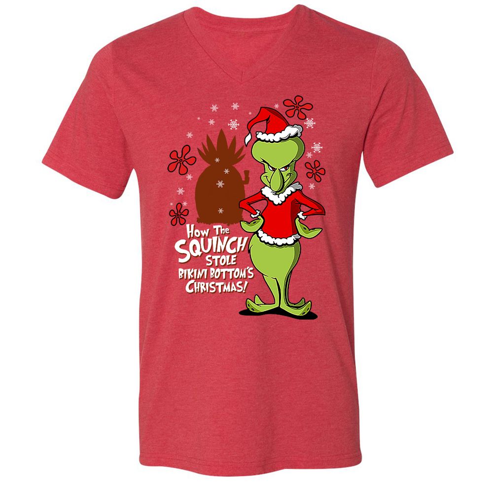 Unisex V-Neck T-Shirt - 8E6YCAYB - Heather Red - 16