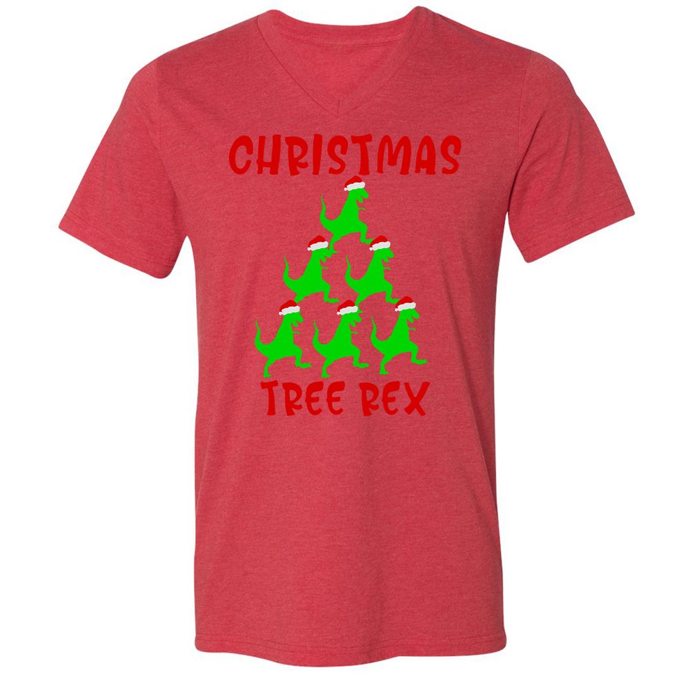 Unisex V-Neck T-Shirt - C3E4S3SF - Heather Red - 16
