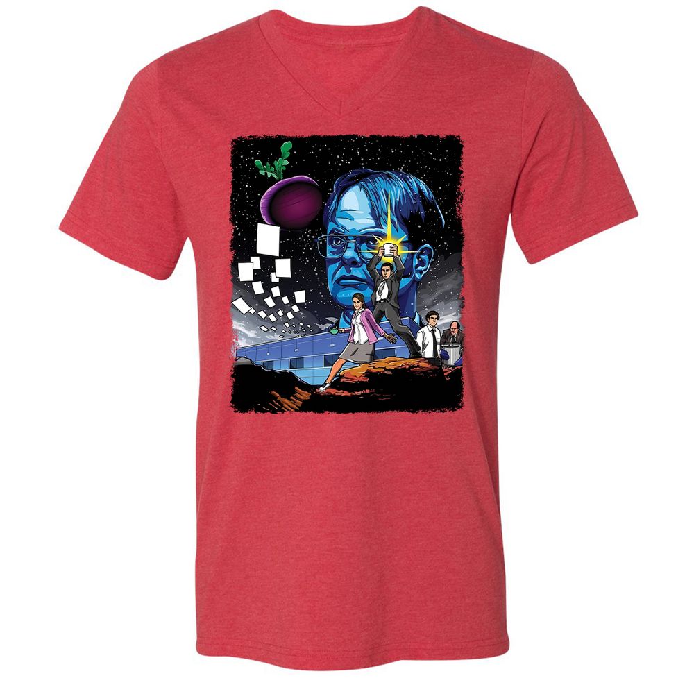 Unisex V-Neck T-Shirt - WM98S9Y2 - Heather Red - 16