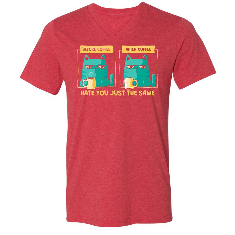 Unisex V-Neck T-Shirt - FTK6A2S4 - Heather Red - 16