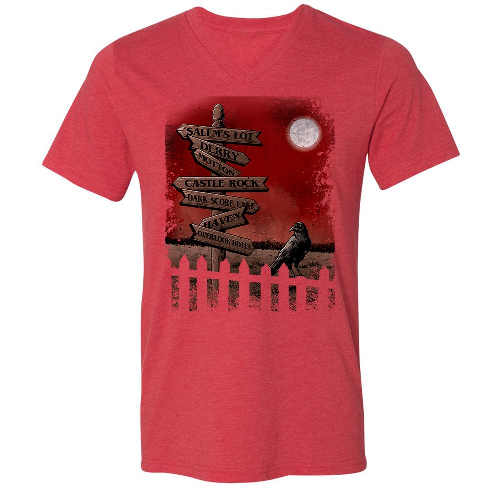 Unisex V-Neck T-Shirt - YWP7WBHF - Heather Red - 16