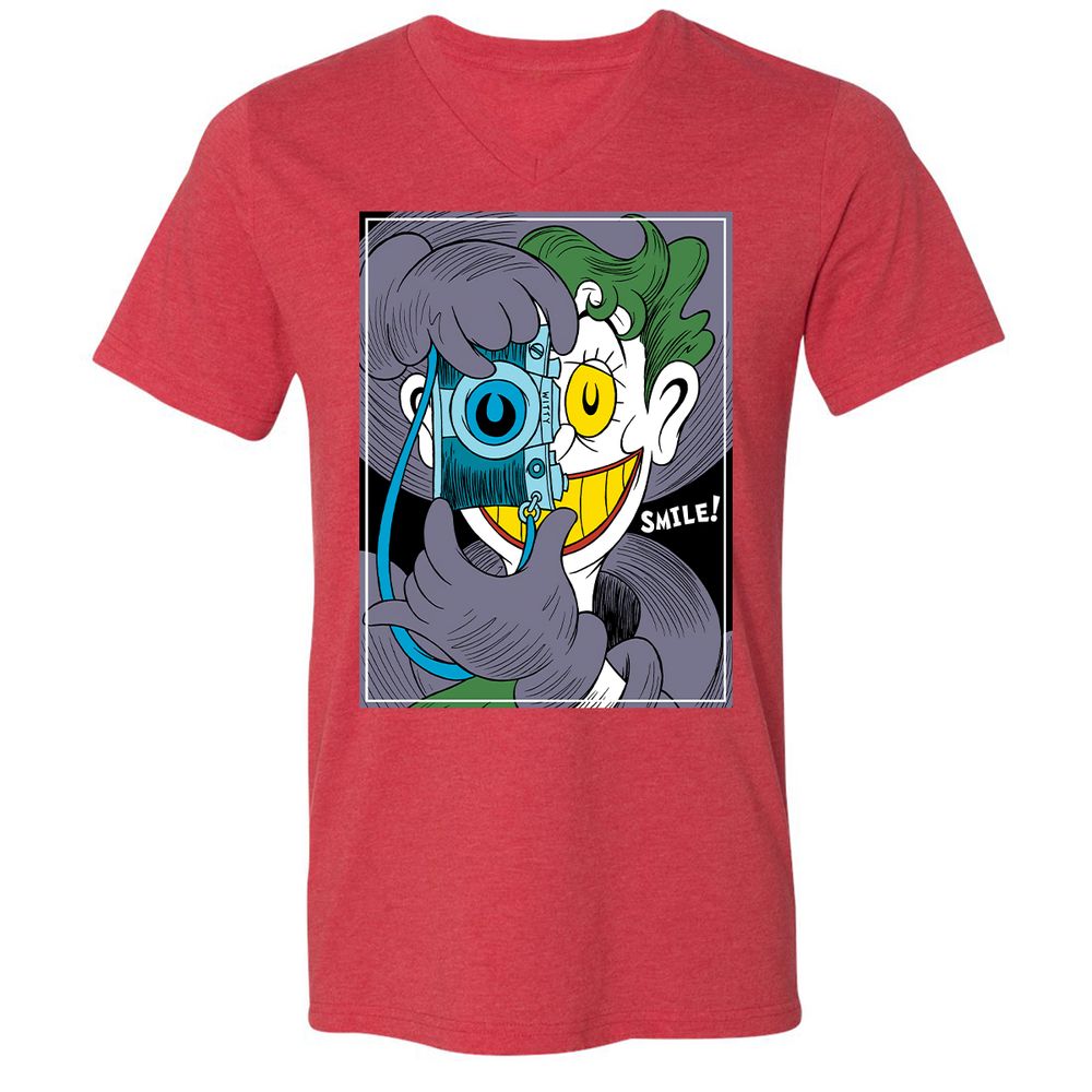 Unisex V-Neck T-Shirt - 6TDVBLV7 - Heather Red - 16