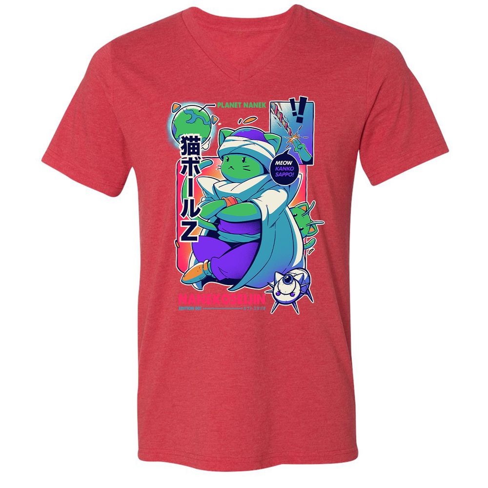 Unisex V-Neck T-Shirt - EX1VDTJV - Heather Red - 16