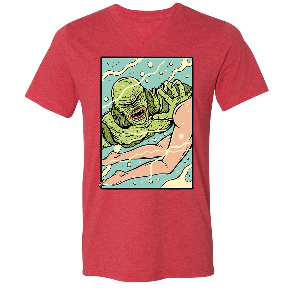 Unisex V-Neck T-Shirt - 6R6AJ4QU - Heather Red - 16