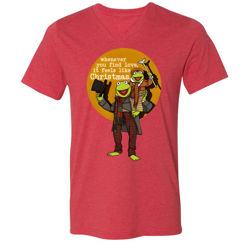 Unisex V-Neck T-Shirt - 77D87D5C - Heather Red - 16