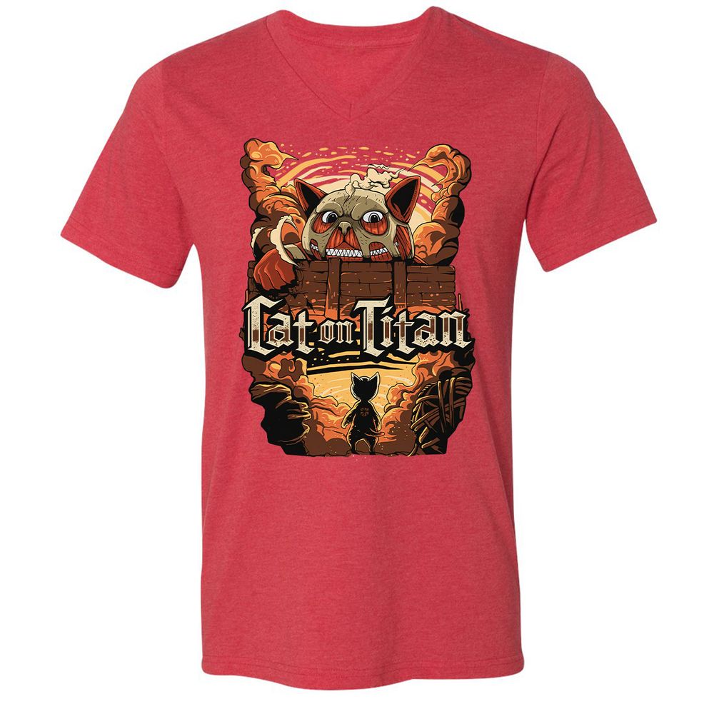 Unisex V-Neck T-Shirt - SJA7X22M - Heather Red - 16