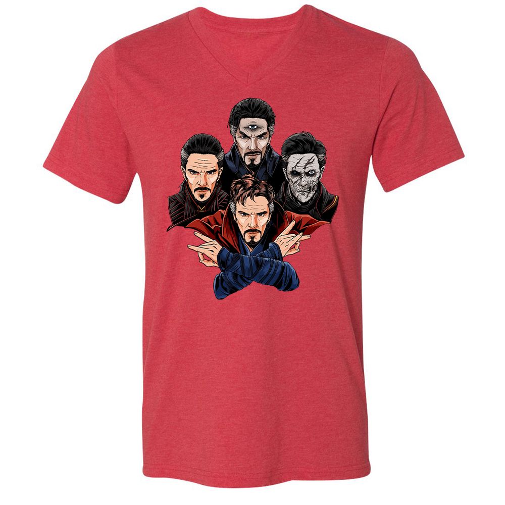 Unisex V-Neck T-Shirt - XEPC6U7P - Heather Red - 16