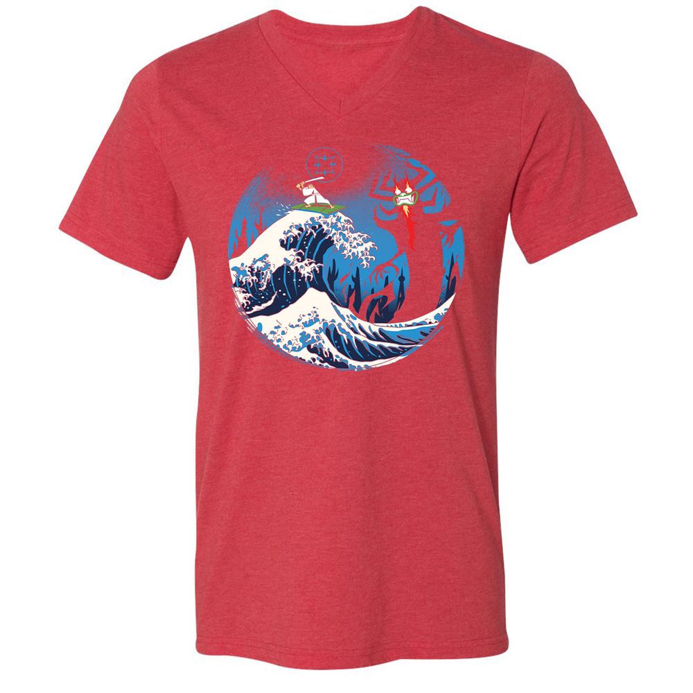 Unisex V-Neck T-Shirt - 4GNP7PWM - Heather Red - 16