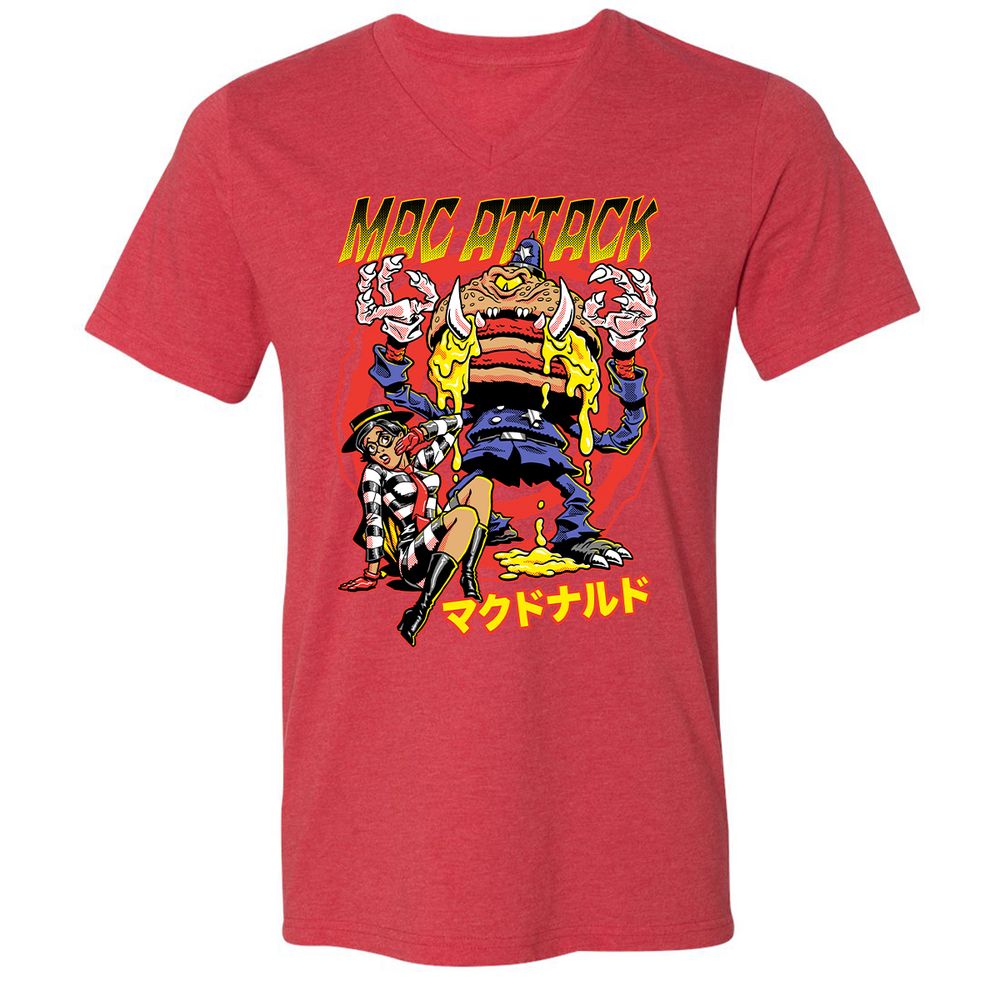 Unisex V-Neck T-Shirt - 22J7U54W - Heather Red - 16