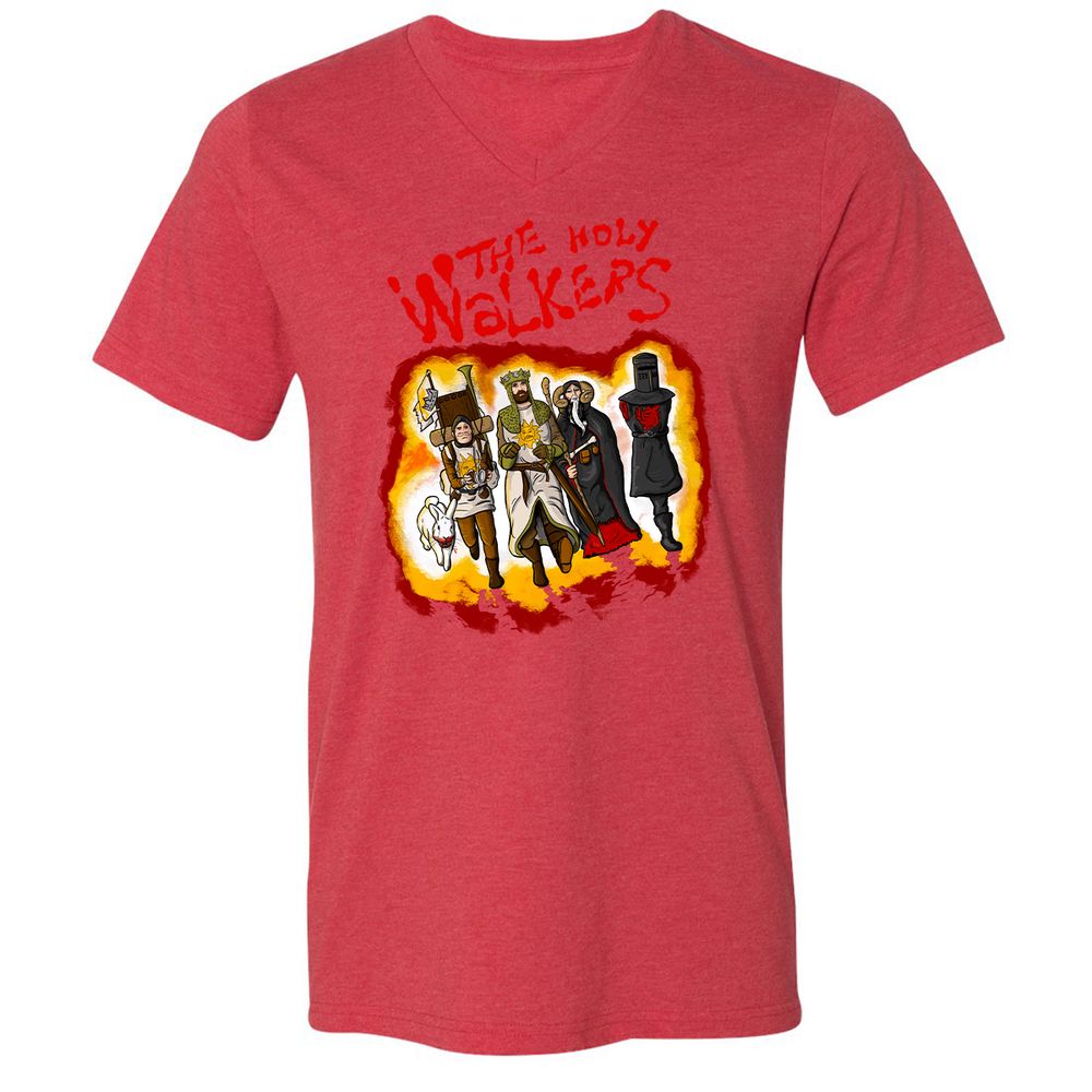 Unisex V-Neck T-Shirt - D8G7JVLV - Heather Red - 16