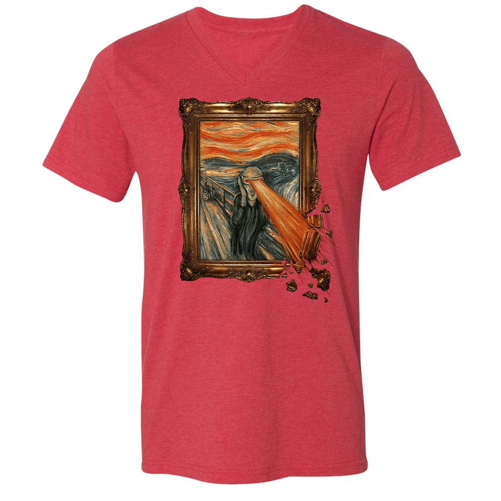 Unisex V-Neck T-Shirt - T6C52GF8 - Heather Red - 16