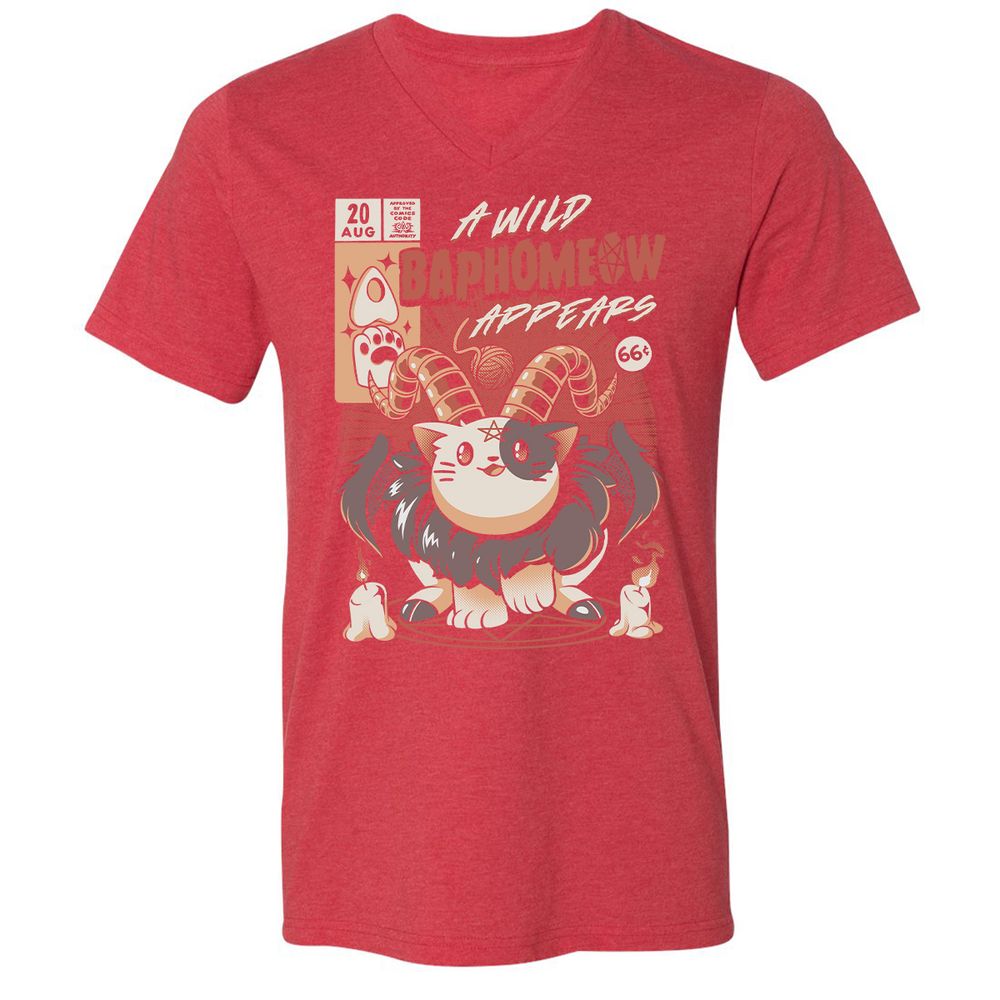 Unisex V-Neck T-Shirt - EWYJYKH8 - Heather Red - 16