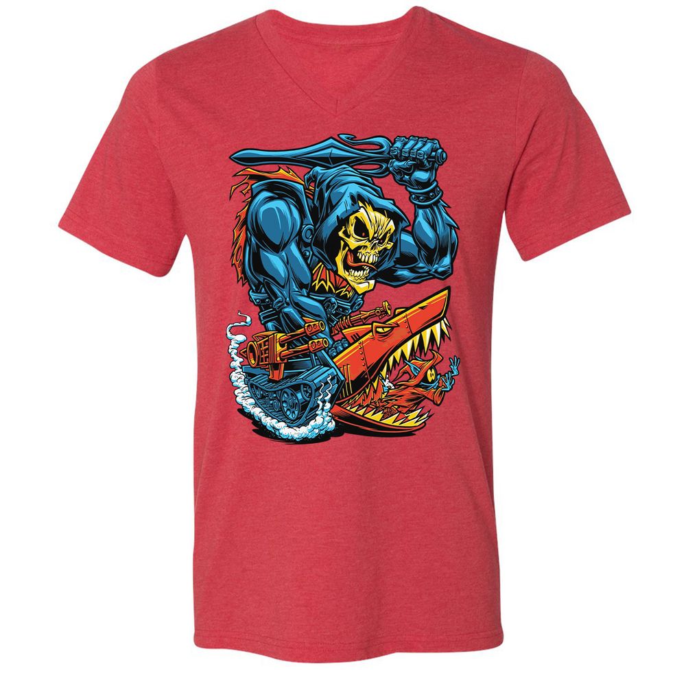 Unisex V-Neck T-Shirt - E6TL76YM - Heather Red - 16