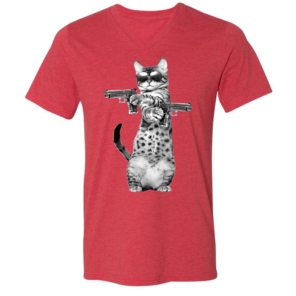 Unisex V-Neck T-Shirt - Q25L79X5 - Heather Red - 16