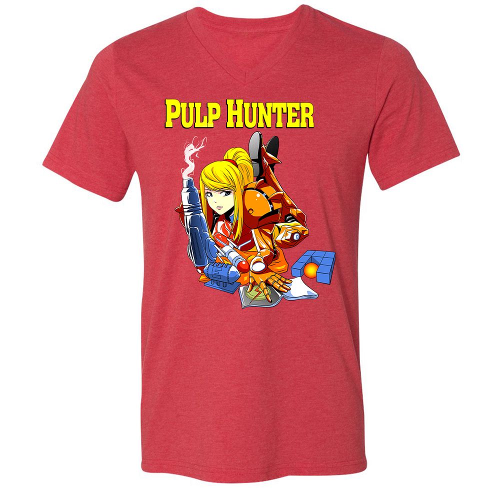 Unisex V-Neck T-Shirt - 8VS5FYD5 - Heather Red - 16