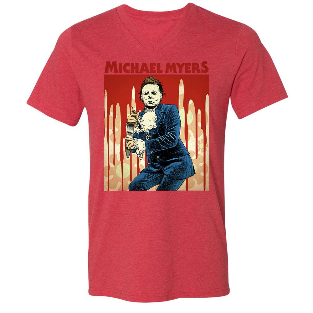 Unisex V-Neck T-Shirt - 5QMSAYPT - Heather Red - 16