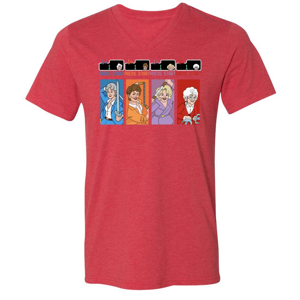 Unisex V-Neck T-Shirt - 23FDQA77 - Heather Red - 16