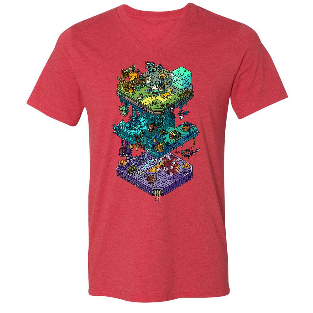 Unisex V-Neck T-Shirt - 5DHA3NEM - Heather Red - 16