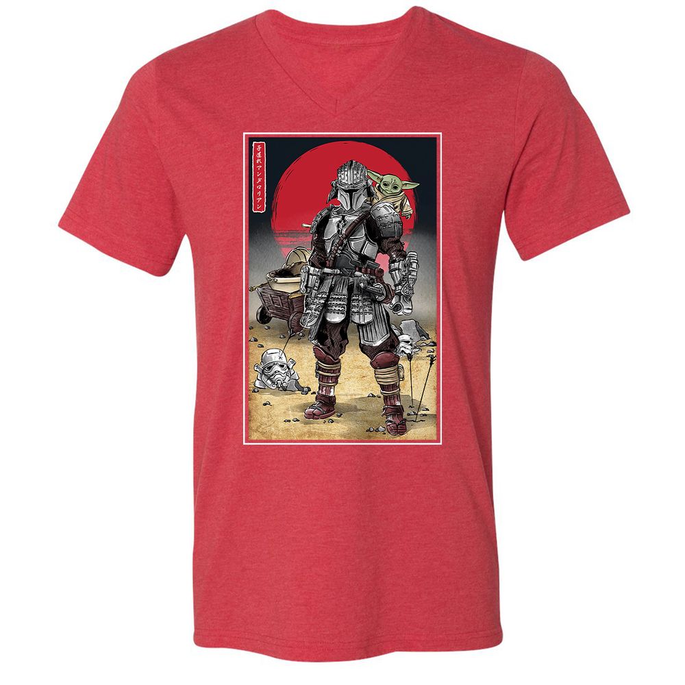 Unisex V-Neck T-Shirt - KEJKCCFN - Heather Red - 16