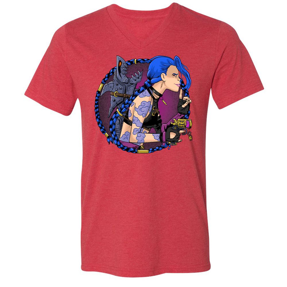 Unisex V-Neck T-Shirt - JU1JJMX5 - Heather Red - 16