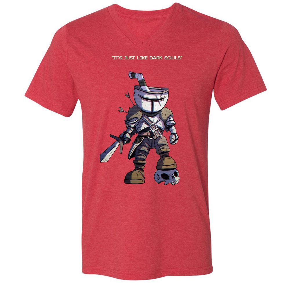 Unisex V-Neck T-Shirt - K9KEENSN - Heather Red - 16