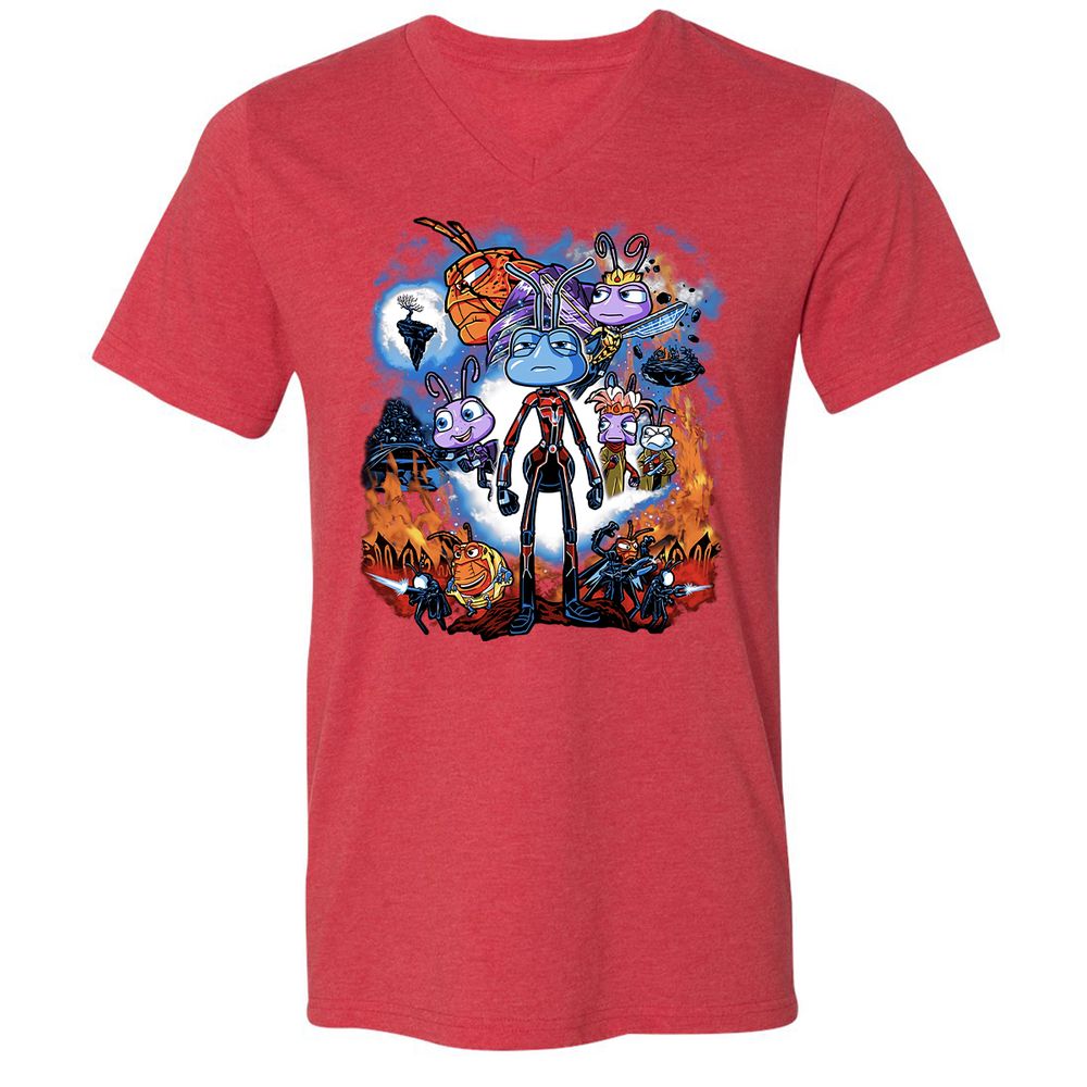 Unisex V-Neck T-Shirt - 5S83YZV3 - Heather Red - 16