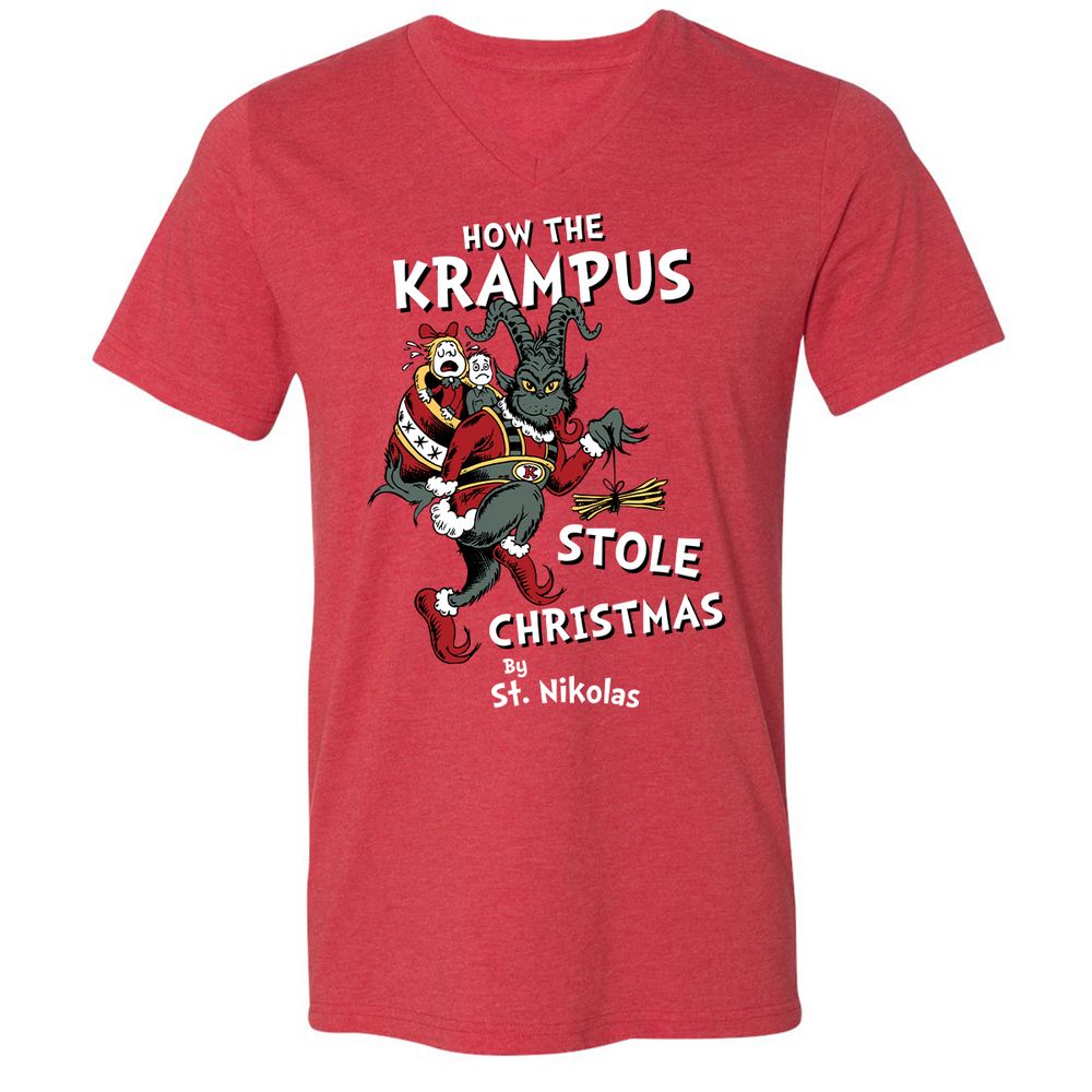 Unisex V-Neck T-Shirt - 7WBFTMYF - Heather Red - 16