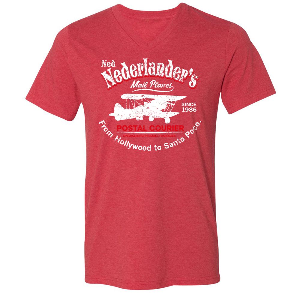 Unisex V-Neck T-Shirt - KGC3GPL1 - Heather Red - 16