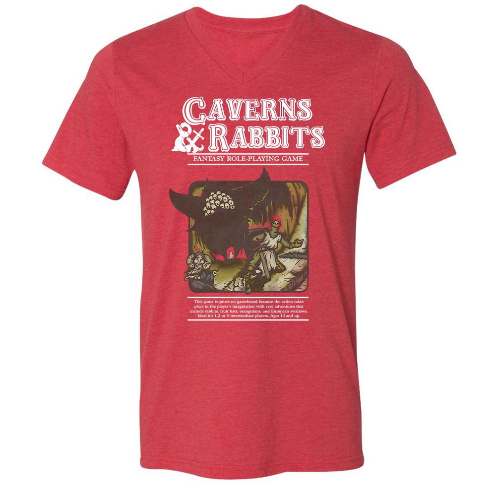 Unisex V-Neck T-Shirt - 8YSVR7MF - Heather Red - 16