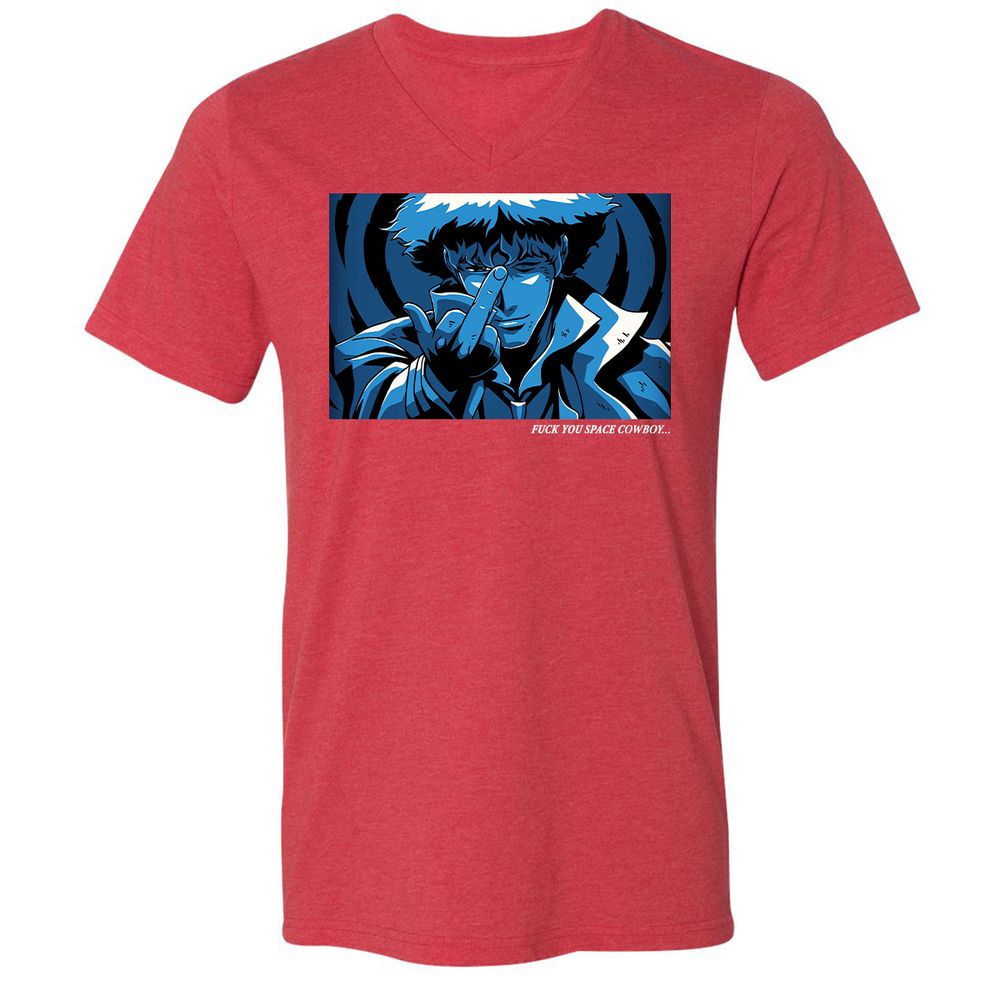 Unisex V-Neck T-Shirt - WTQ5LRAN - Heather Red - 16