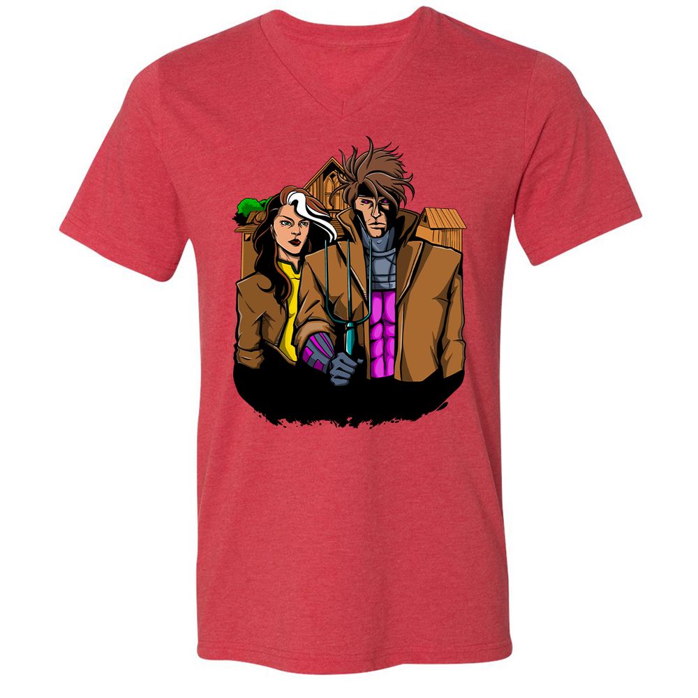 Unisex V-Neck T-Shirt - M2NGL48W - Heather Red - 16