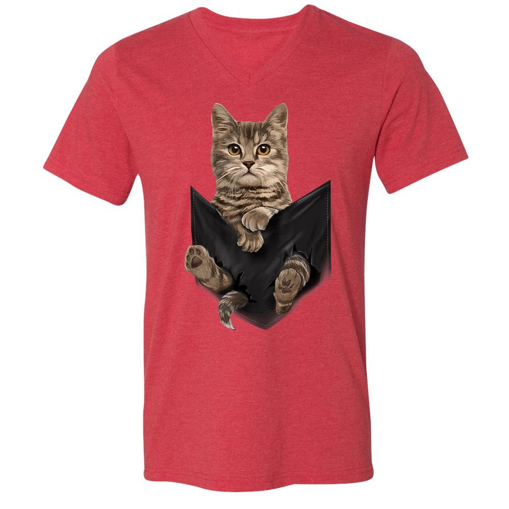 Unisex V-Neck T-Shirt - M14ZND4Y - Heather Red - 16