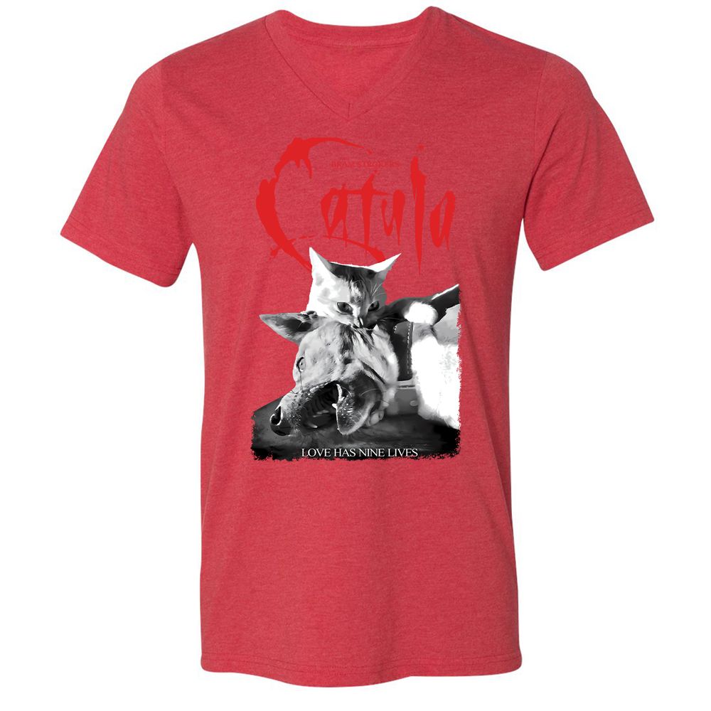 Unisex V-Neck T-Shirt - ZRJR2XPP - Heather Red - 16