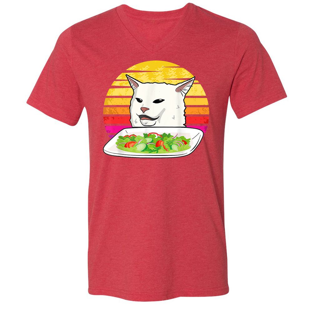 Unisex V-Neck T-Shirt - 3D3DDKXJ - Heather Red - 16