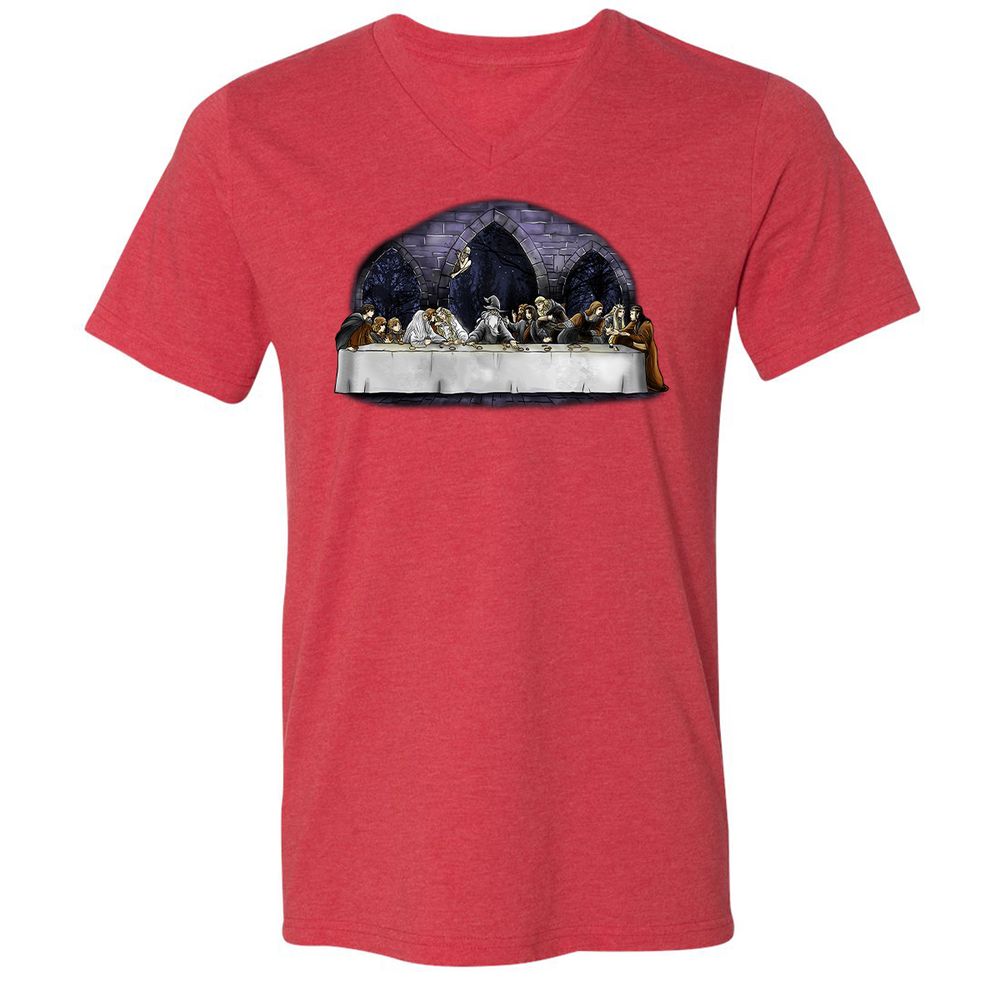 Unisex V-Neck T-Shirt - 6DTVNFTQ - Heather Red - 16