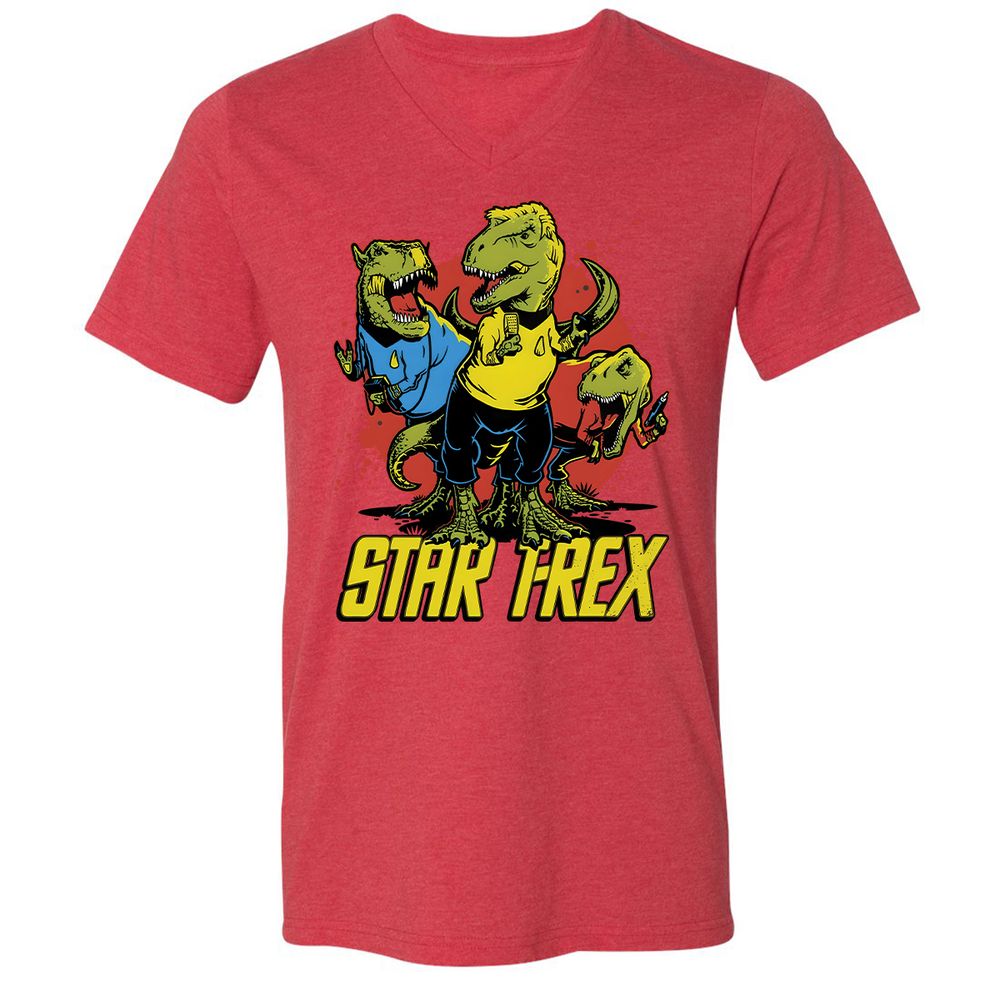 Unisex V-Neck T-Shirt - UBLKUJKQ - Heather Red - 16