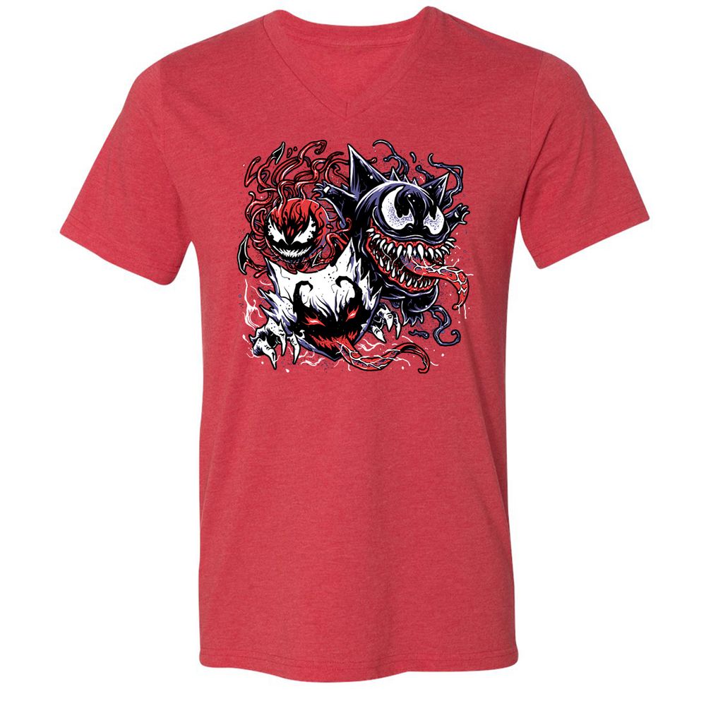 Unisex V-Neck T-Shirt - SDHWQ7HV - Heather Red - 16