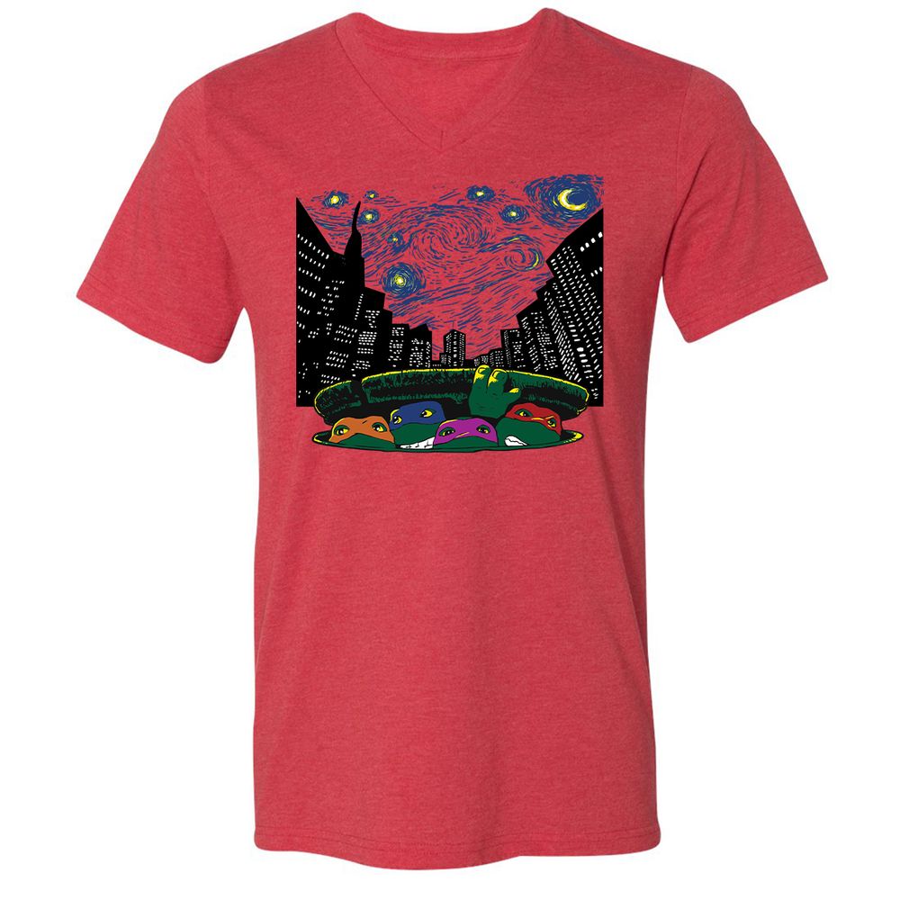 Unisex V-Neck T-Shirt - RBDQT7AU - Heather Red - 16