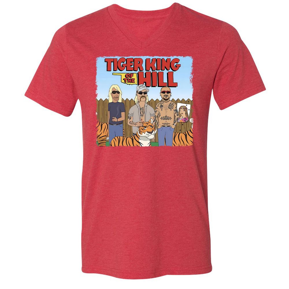 Unisex V-Neck T-Shirt - 9D7QNKSB - Heather Red - 16